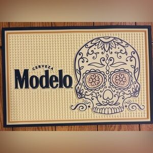 Modelo Cervesa Beer of the Dead Skull Rubber Bar Mat, 11 3/4 X 17 3/4 inches